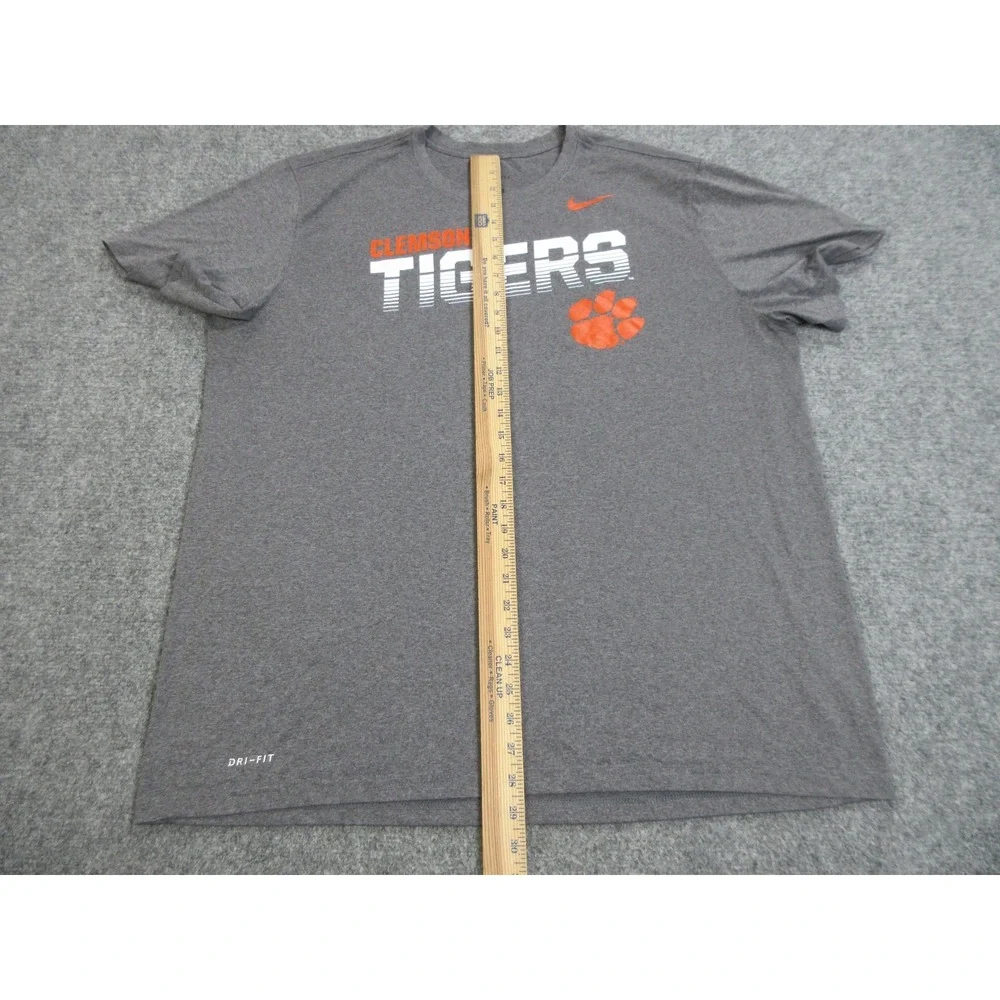 Clemson Tigers Shirt Mens 2XL Gray NCAA Football Nike Dri-FIT Graphic Tee Top